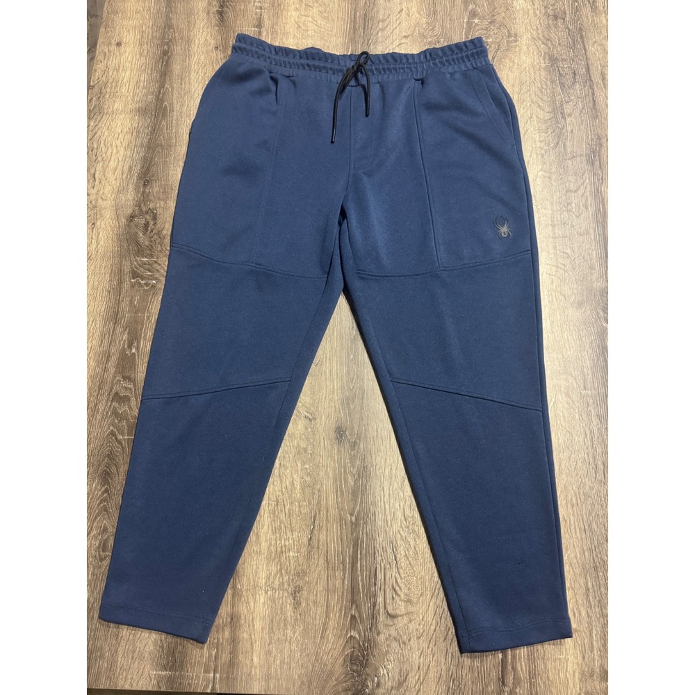 Spyder Active Mens Navy Blue Joggers Tapered Athletic Sweatpants Drawstring L